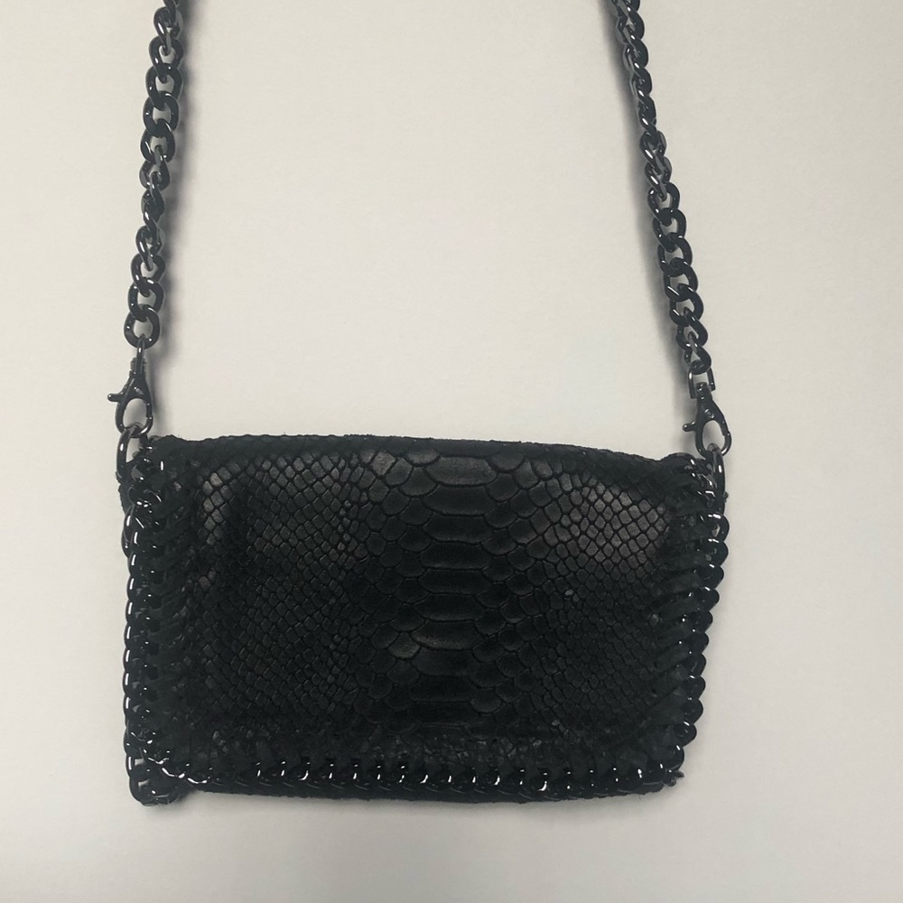 Genuine Italian leather black snakeskin purse